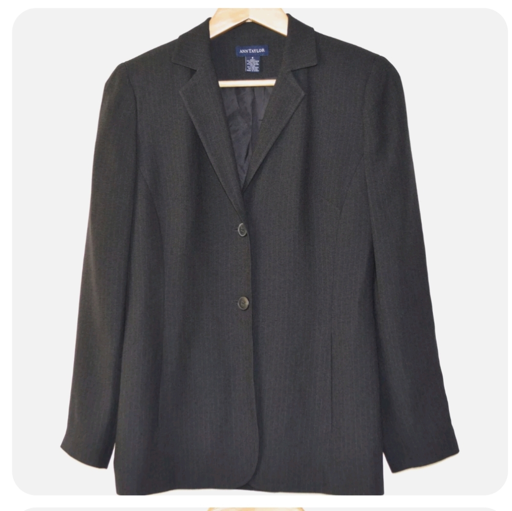 ANN TAYLOR Women's Gray Pinstripe Blazer Suit Jacket Size 4